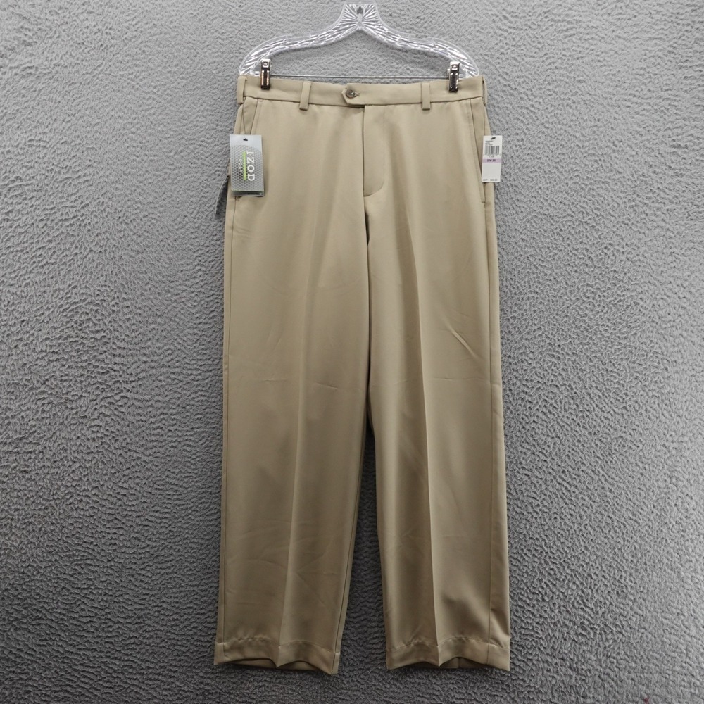 Izod Golf XF Straight Leg Performance Pants 32x30 Beige Men Flat Front NWT
